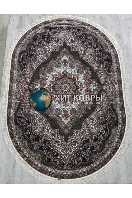 Иранский ковер Rishim 36320 Зеленый овал